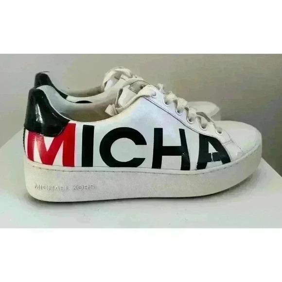 Michael Kors leather sneakers logo wrap around size. 7M patent leather on back - Picture 2 of 9